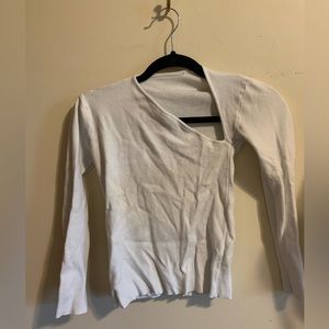 White long sleeve asymmetrical top